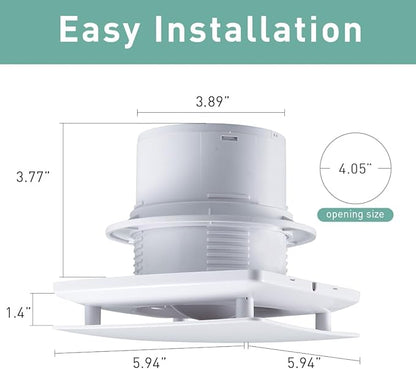 Hehou Bathroom Exhaust Automatic Fan for Wall and WIndow,Super Quiet 4 In Bathroom Motion Sensor and Delay Time Exhaust Fan with O Ring White 80 CFM Vent Fan
