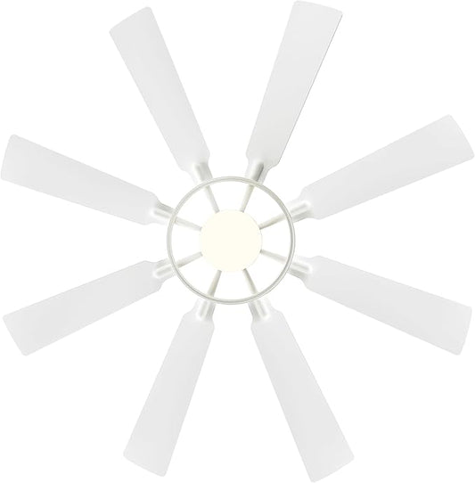 ELEHINSER 60 Inch Ceiling Fan with Lights and Remote Control, 8 Plywood Blades, 6-Speed Noiseless Reversible DC Motor, 3CCT, Windmill Ceiling fan for Kitchen Bedroom Living Room, Gloss White