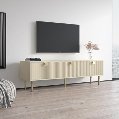 Meble Furniture Dorset 01 TV Stand - Modern Rectangular TV Stand with Storage Cabinets - Media Entertainment Center Console Table for TV Up to 80" - Magnolia