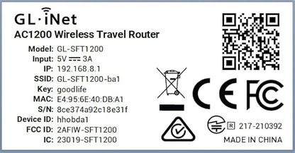 GL.iNet GL-SFT1200 (Opal) Portable WiFi Travel Router, Mini VPN Wireless Router for Fiber Optic Modem, Mobile Internet WiFi Repeater, Dual Band Openwrt Computer Routers, Home/Business/RV/Cruise