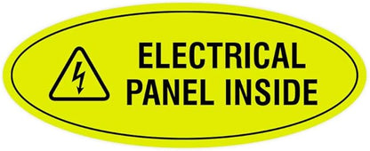 Signs ByLITA Oval Electrical Panel Inside Sign (Yellow/Black) - Medium