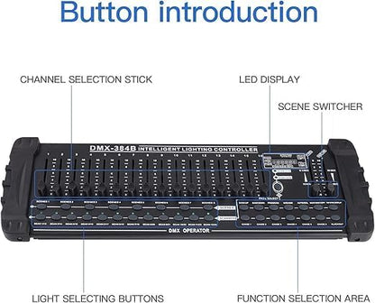 DMX512 DJ Controller 384CH DMX Cotroller Use for Program Editing of Bar Club Live Lights Show Support 30 Banks 8 Scenes 24 Fixtures Stage Lighting Console