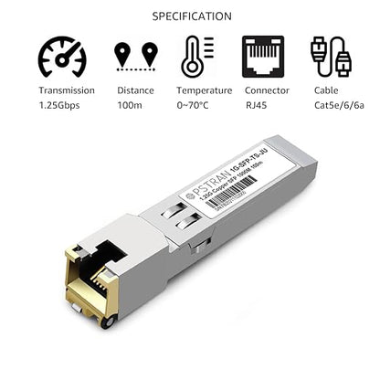 OPSTRAN 1000BASE-T SFP RJ45 Copper Transceiver Module Compatible with Juniper QFX-SFP-1GE-T SRX-SFP-1GE-T EX-SFP-1GE-T 100m Cat5e/6 4 Pack