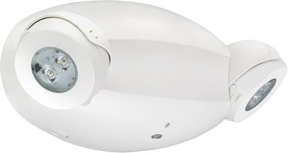 Lithonia Lighting Quantum Emergency Light, Contemporary Commercial LED Emergency Lights with 2 Aimable Lamp Heads, Ceiling or Wall Mount, White Thermoplastic, 120/277V Dual Voltage (ELM4L)
