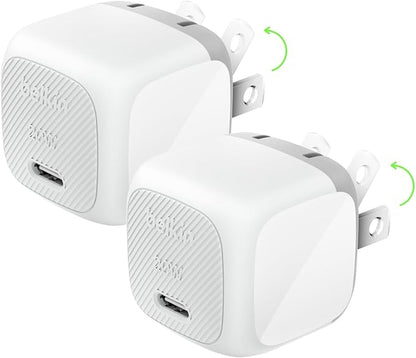 Belkin USB C Charger Block 20W (2 Pack), Fast Charging Block, Type C Wall Charger, Compatible with Apple iPhone 17, Air, Pro, AirPods,Samsung Galaxy S25, Google Pixel 10, iPad, AirPods, etc - White