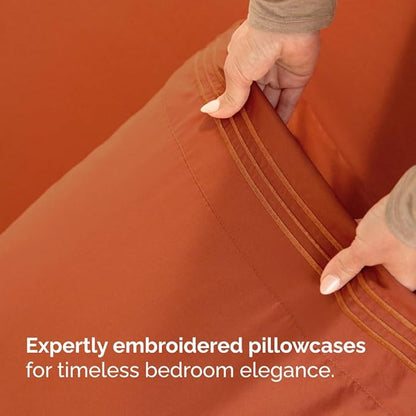 Split Head King Sheet Set – 4 Piece Flex Split Top King Sheets for Adjustable Beds - Fits 14” to 16" Mattress w/ Deep Pockets - Soft, Breathable & Cooling - Luxury Bedding & Wrinkle Free - Terracotta