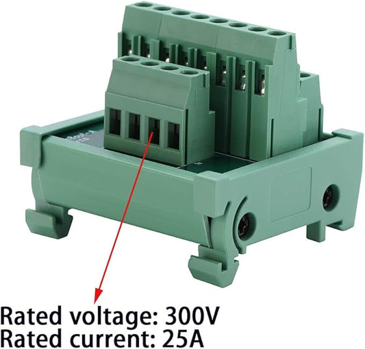 ANMBEST 2 in 8 Out Terminal Blocks Module, 25A DIN Rail and Panel Mounting Power Distribution Breakout Board for PLC Servo Power Amplifier