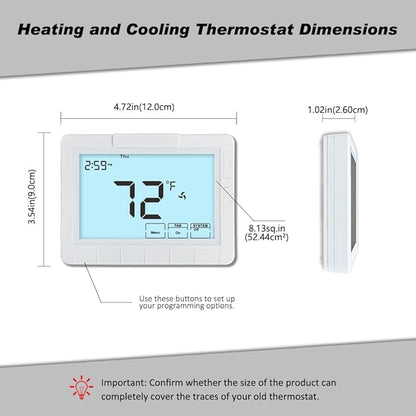 Programmable Auto Changeover Thermostat for Home, Conventional Single-Stage Systems,1 Heat/1 Cool, Extra Large Display, Smart Auto Switching,Easy-to-Use Digital Temperature Control, White Backlight