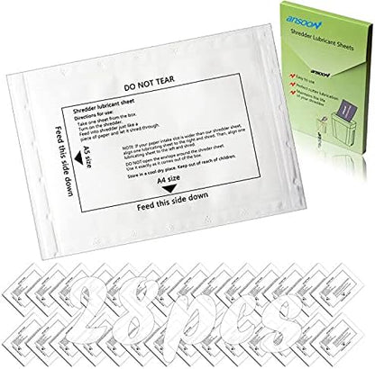 Ansoon Paper Shredder Lubricant Lubricating Sheets, Paper Shredder Oil Sharpening & Cleaning Sheet for Cross-Cut and Micro-Cut Paper Shredders (28-Pack)