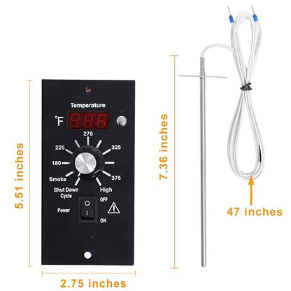 Digital Thermostat Kit Compatible with Traeger Pellet Grills BAC200 BAC388 BAC389 BAC382 Replacement Parts with LED Display Temperature Control Panel & 7" RTD Temperature Sensor Probe BAC236 BAC283