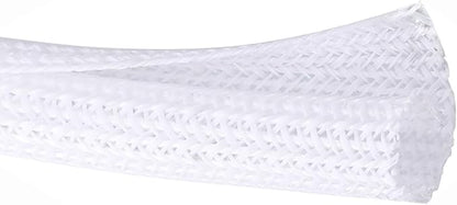 QCSIW 1/2" x100ft Split Sleeve Wire Loom Tubing - Chew-Proof Pet-Safe Cord Protector for USB, Power, Audio/Video Cables | Durable Cable Sleeve to Protect Cats & Wires | Easy Install, White