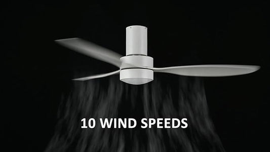 SMAAIR 52" Smart Flush Mount Ceiling Fans with Lights and Remote, Quiet DC Motor, 3-Blade Modern Ceiling Fan, Low Profile Ceiling Fan works with APP/Voice, 8H Timer &24H Schedule, ABS Blades, White