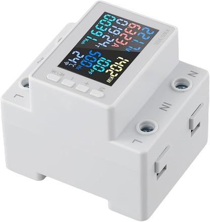 LCD Digital Energy Meter, Single Phase Energy Meter, Din Rail Electricity Usage Monitor, Power Usage Monitor AC170V~270V Power Voltage Meter(KWS-302L)