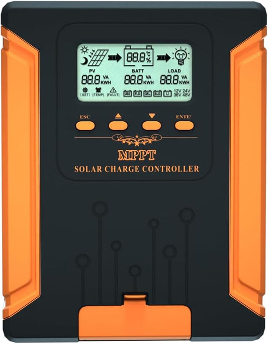 iSunergy 120A 180V MPPT Solar Charge Controller 12V/24V/36V/48V Auto, Heat-Dissipating Metal Housing, Dual Fans, and LCD Display, for LiFePO4, Gel, Lithium, SLD, FLD, and Ternary Battery