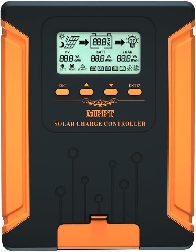 iSunergy 50A 180V MPPT Solar Charge Controller 12V/24V/36V/48V Auto, Heat-Dissipating Metal Housing, Dual Fans, and LCD Display, for LiFePO4, Gel, Lithium, SLD, FLD, and Ternary Battery