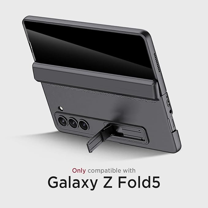 Miimall for Samsung Galaxy Z Fold 5 Case with Privacy Screen Protector, Built-in Adjustable Kickstand & Magnetic Hinge Protection All-Inclusive Protective Case for Galaxy Z Fold 5 5G(Grey)