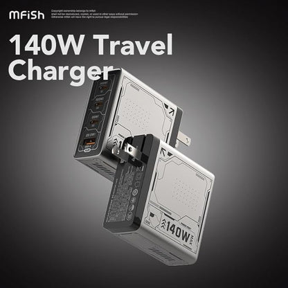 Mfish 140W USB C Charger, 4-Port GaN Charger Block, Foldable Fast Laptop Charger Power Adapter for MacBook Pro/Air, iPad Pro, iPhone 16 Pro, Galaxy S25/S24, Steam Deck, Google Pixelbook, and Tablet