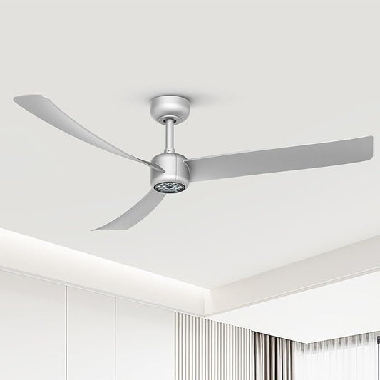 ocioc Ceiling Fans with Lights,52 Inch Low Profile Ceiling Fan with Remote,Quiet Reversible DC Motor,Dimmable LED,6 Speeds,Modern Ceiling Fan for Bedroom,Living Room(Silver)