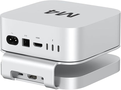 Akyyajaure Mac mini Hub: 9 in 1 Aluminum Stand & Dock for Mac mini M4 Pro with M.2 NVMe SSD Enclosure, 10Gbps USB-A*2, SD/TF Card Readers, USB 2.0