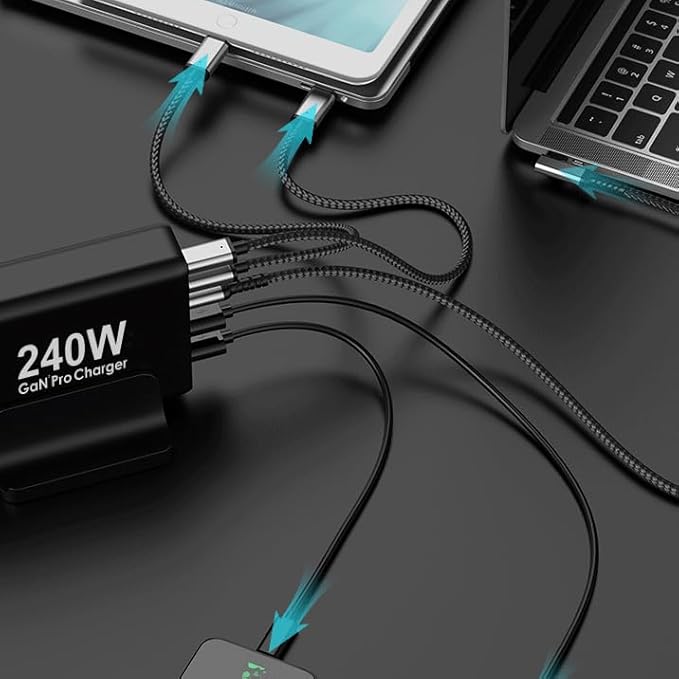 240W USB C Charger, GaN Tech 5-Ports PD 100W PPS45W QC3.0 30W Super Fast Charging Station for MacBook Pro iPad iPhone 15 14 Samsung S23 S22 Pixel and More