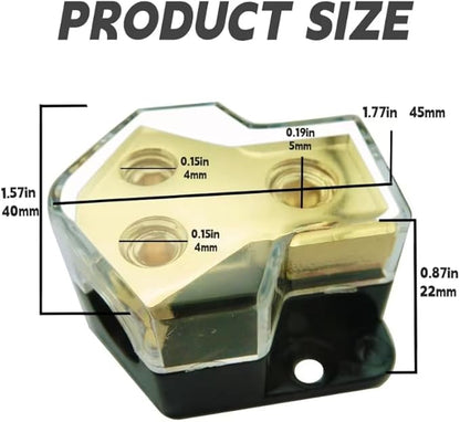 KCT 0/2/4 Gauge in 4/8 Gauge Out 2 Way Amp Power Distribution Block for Car Audio Splitter