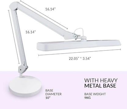 Neatfi (New Model) XL 2,500 Lumens LED Task Lamp, 5 Light Modes, 3000-6000K Correlated Color Temperature, 30W, Dimmable, 324 Pcs SMD LED, Desk Light for Home, Office (CCT with Base, White)