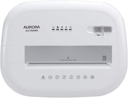 Aurora AU1060MA Professional Grade 10-Sheet High Security Micro-Cut Paper and Credit Card Shredder/ 60 Minutes/Security Level P-5, White, AU1060MA 10-Sheet High Security Microcut