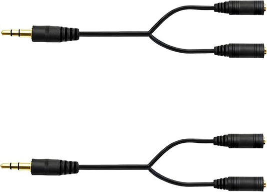 2-pack 3.5mm Audio Headphone Splitter – Dual Listening and Speaker Jack Y Adapter for Sharing Music or Videos – Compatible with iPhone, iPad, Laptops, Tablets, and Other Devices with AUX Port