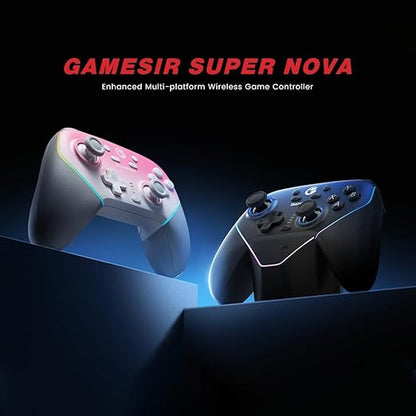 GameSir Super Nova Wireless Gaming Controller for PC/Switch/Switch 2/iOS/Android, 1000Hz Polling Rate, Hall Effect Stick & Trigger, Rubberized Grips, RGB Lighting, 1000mAh - Blue