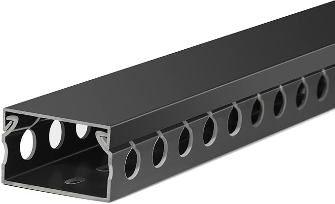 ZhiYo Cable Raceway 156in(4X L39in), Server Rack Cable Management Under Desk Cord Organizer, Electrical Safe PVC Cable Channel Open Slot Wire Raceway for Network/PC/TVs, Wire Duct H1 x W1.6in Black