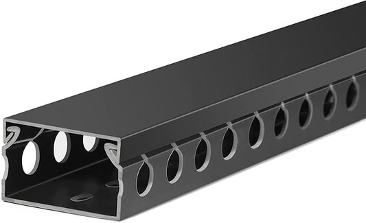 ZhiYo Cable Raceway 156in(4X L39in), Server Rack Cable Management Under Desk Cord Organizer, Electrical Safe PVC Cable Channel Open Slot Wire Raceway for Network/PC/TVs, Wire Duct H1 x W1.6in Black