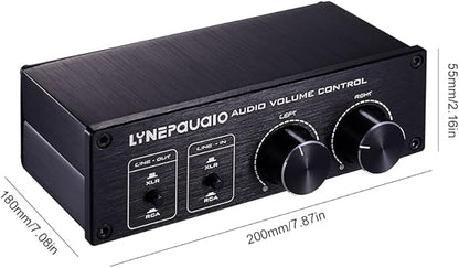 QIUNI Passive Volume Controller with Fully-Balanced & Single-Ended Mode XLR & RCA Interface for Home Stereo System Pre-Amplifier Speaker