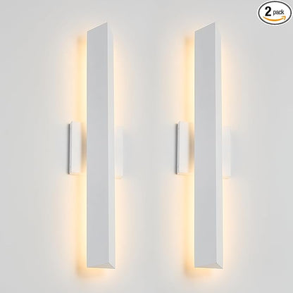 Tarentlight 2 Pack LED Outdoor Wall Lights Dimmable,20W 3000K,21.9" Modern Textured White Outdoor Wall Sconce, IP65 Waterproof, Linear Exterior Wall Light for Entrance, Hallway, Garage, Porch