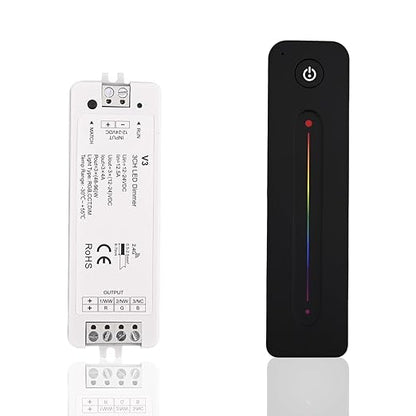 RF Wireless RGB LED Strip Controller - Magnetic Wall-Mounted Sensitive Touch Slide Remote Kit, Brightness Dimmable, DC 5V-36V 8A Compatible with RGB LED Tape