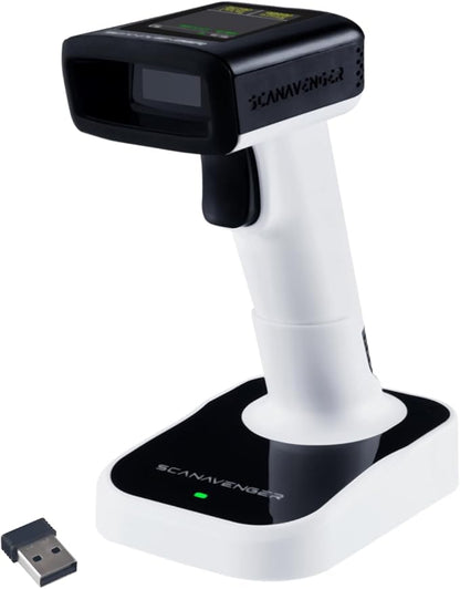 ScanAvenger Wireless Portable 1D with Stand Bluetooth Barcode Scanner: Hand Scanner 3-in-1, Cordless, Rechargeable Scan Gun for Inventory (1D&2D with LCD Display and Upgraded Next Gen Stand)