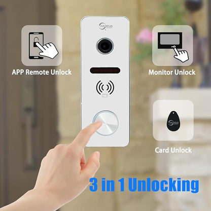 Wired Video Doorbell Intercom System 7 inch Monitor 1080P HD Camera Entry Doorphone Door Camera TUYA WiFi Smart Home Door Phone Kits for Apartment Home Villa (2 doorbell + 3 Monitor)