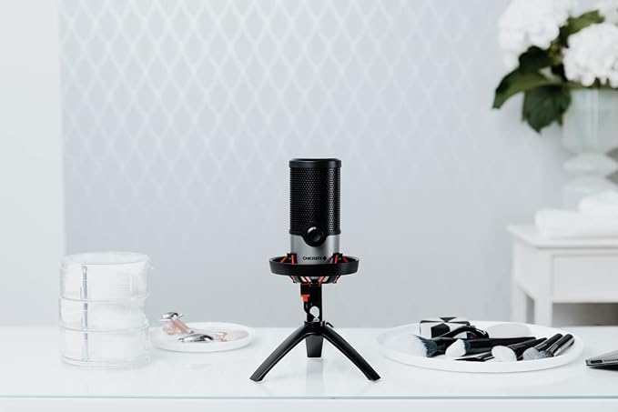 Cherry UM Series 3.0, 6.0 and 9.0 PRO RGB USB Microphone for PC, Mac, Gaming, Recording, Streaming, Podcasting, Studio and Computer Condenser. (UM 6.0 Silver)