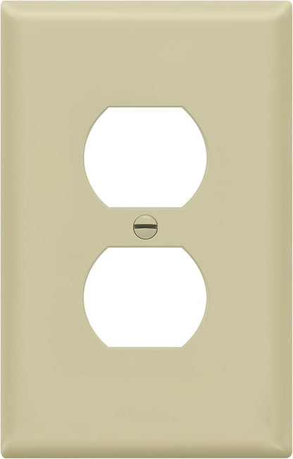 ENERLITES Duplex Receptacle Outlet Wall Plate, Midway Size 1-Gang 4.88" x 3.11", Unbreakable Polycarbonate Thermoplastic, 8821M-I, Ivory
