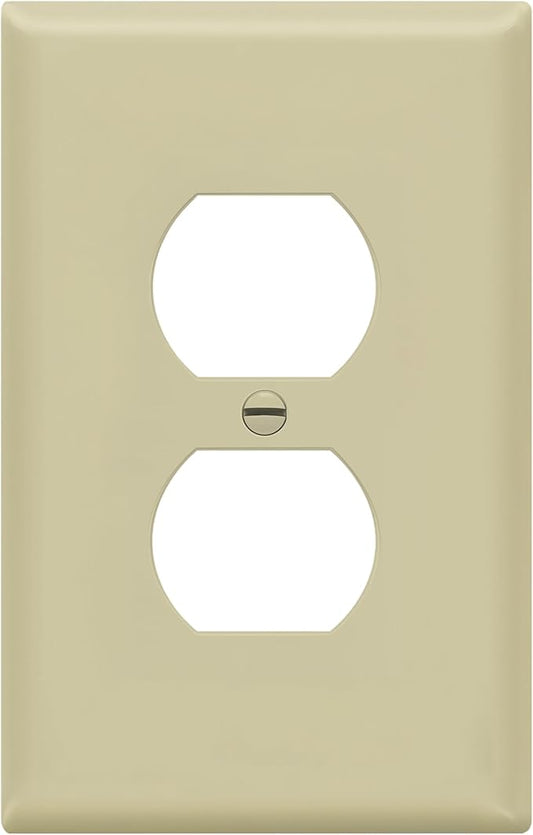 ENERLITES Duplex Receptacle Outlet Wall Plate, Midway Size 1-Gang 4.88" x 3.11", Unbreakable Polycarbonate Thermoplastic, 8821M-I, Ivory