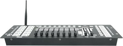 Rockville ROCKFORCE W2 192-Channel Wireless 2.4GHz DMX Lighting Controller, Built-In Transmitter, Music Triggering, Programmable Scenes, for DJs and Stage Lighting