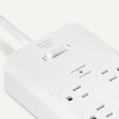 Amazon Basics Surge Protector Power Strip, 12-Outlet, 4000 Joules, 8ft Extension Cord, Rectangle, for Home, Office, Gaming Room, White