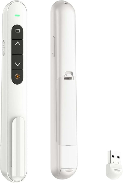 QUI Presentation Clicker for PowerPoint, RF 2.4GHz USB Wireless Presenter Remote with Volume Control, PowerPoint Clicker Slide Advancer for Mac, Windows, Laptop, Keynote
