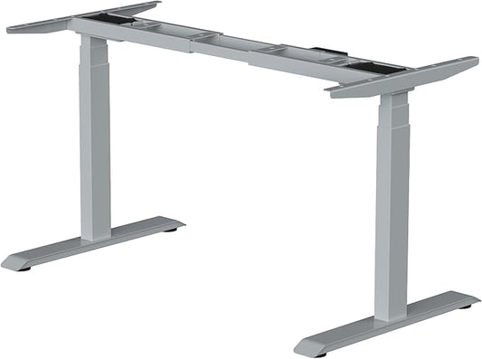 Fromann Electric Standing Desk Frame Dual Motor 3 Stages Height Adjustable Desk Legs with USB A+ C Ports Sit Stand up Desk Base for Home and Office (Grey)