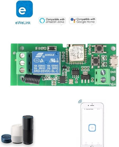 MHCOZY WiFi Wireless Smart Switch Relay Module for Smart Home 5V 5V/12V，Ba Applied to Access Control, Turn on PC, Garage Door (5v)