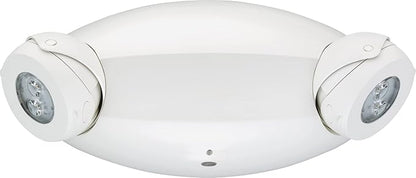Lithonia Lighting Quantum Emergency Light, Contemporary Commercial LED Emergency Lights with 2 Aimable Lamp Heads, Ceiling or Wall Mount, White Thermoplastic, 120/277V Dual Voltage (ELM4L)