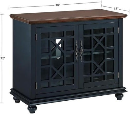 Martin Svensson Home Elegant Small Spaces TV Stand Blue with Coffee Walnut Top