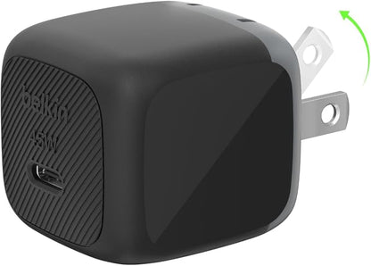 Belkin USB C Charger Block 45W - PD3.1 PPS Super Fast Charging - Samsung Galaxy S25, S24, S23, S22, Apple iPhone 16, iPhone 15/14/13 Plus, Pro, Pro Max, Google Pixel 9, Nintendo Switch, etc - Black