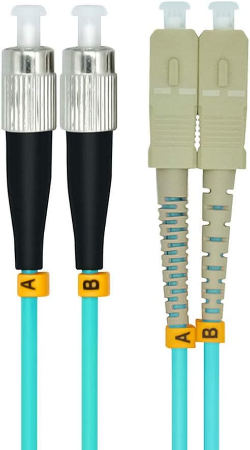 Jeirdus 3Meters 10ft SC to FC Duplex 50/125 10G OM3 Multi-Mode Fiber Optic Cable Jumper Optical Patch Cord SC-FC