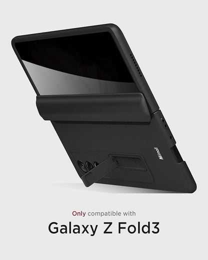 Miimall for Samsung Galaxy Z Fold 3 Case with Privacy Screen Protector, [Anti Spy] Built-in Adjustable Kickstand & Magnetic Hinge Protection Full-Body Protective Case for Galaxy Z Fold 3 5G Black