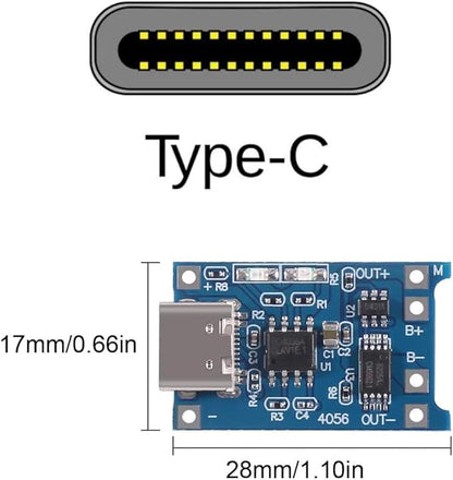 Gebildet 10pcs TP4056 Type-C Input Interface USB 5V 1A 18650 Lithium Battery Charger Module Charging Board with Dual Protection Function